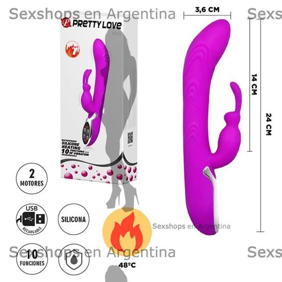 Vibrador 2 motores con funcion de temperatura y carga USB